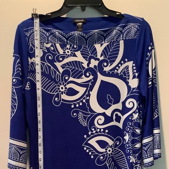 Forever Sapphire Blue Abstract Floral Dress - Picture 2 of 9